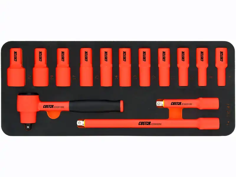 14PCS - 3/8" DR. 1000V. INSULATED SOCKET AND RATCHET HANDLE SET